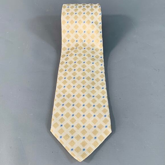 CORNELIANI Beige Light Blue Abstract Floral Silk Jacquard Tie - Picture 3 of 5